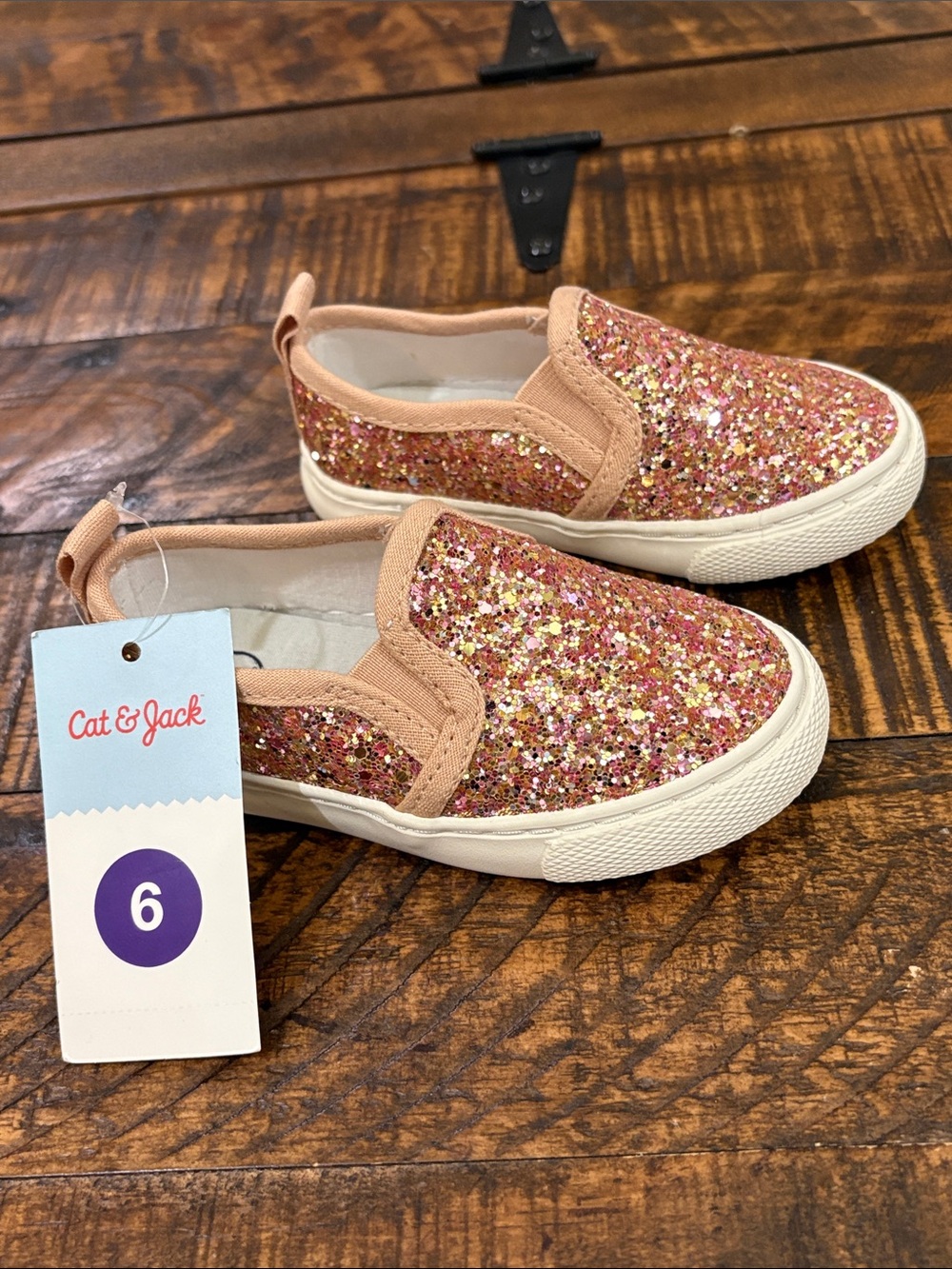 Rose Gold Glitter Slip-On princess Sneakers by Cat & Jack